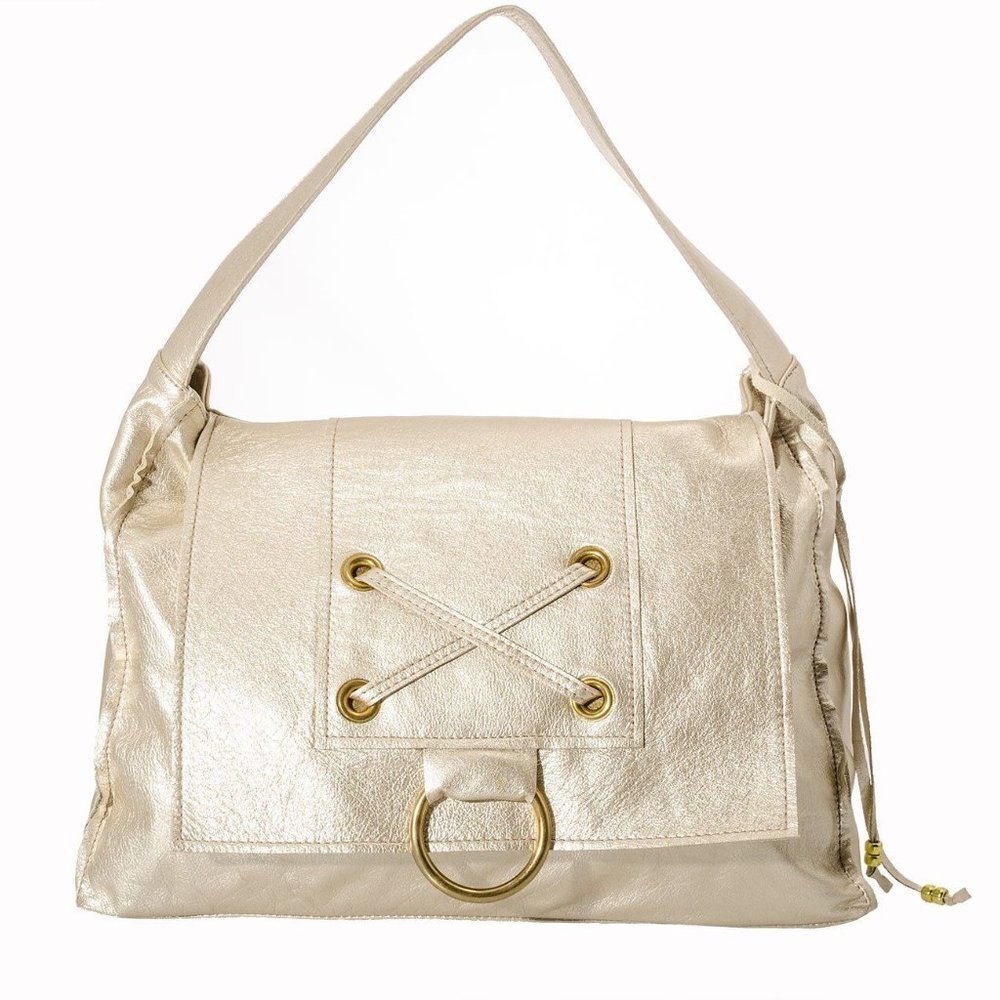 MARNIE BUGS JOSEPHINE HANDBAG IN METALLIC GOLD DISTRESSED LEATHER